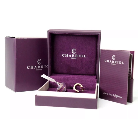 CHARRIOL Plum Rose Gold Huggie Hoop Cable Earrings - Picture 2 of 7